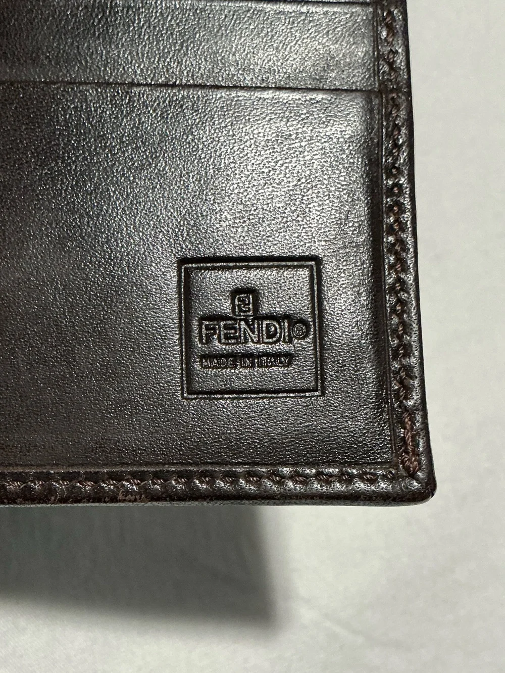 Fendi Brown and Dark Brown FF Logo Money Clip Wallet